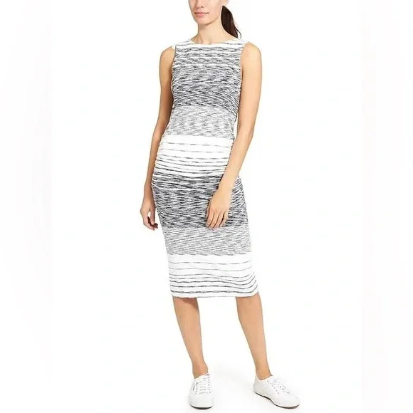 Athleta Dresses | Nwt Athleta Stripe Tank Midi Dress Size S | Color: Black/White | Size: S | Midwestkate's Closet